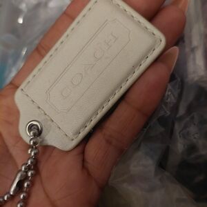 Coach White Leather Keychain